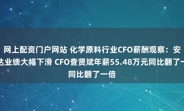 网上配资门户网站 化学原料行业CFO薪酬观察：安纳达业绩大幅下滑 CFO查贤斌年薪55.48万元同比翻了一倍